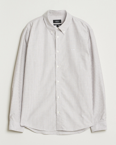 A.P.C. Greg Striped Oxford Shirt Burgundy/White – Rot