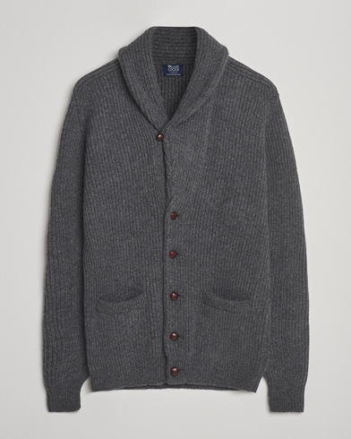 William Lockie Windsor Geelong Lambswool Shawl Cardigan Grey – Grau