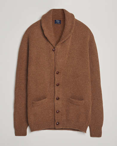 William Lockie Windsor Geelong Lambswool Shawl Cardigan Brown – Braun