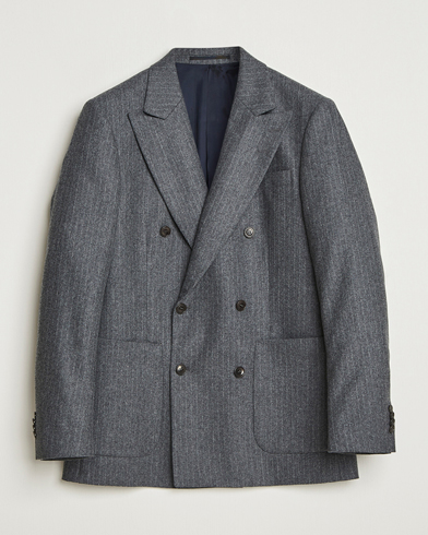 Tiger of Sweden Joachim Wool Double Breasted Pinstriped Blazer Silver – Grau