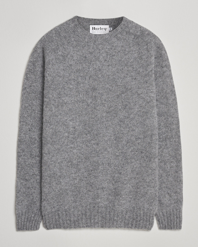 Harley Of Scotland Brushed Supersoft Lambswool Crewneck Mid Grey – Grau