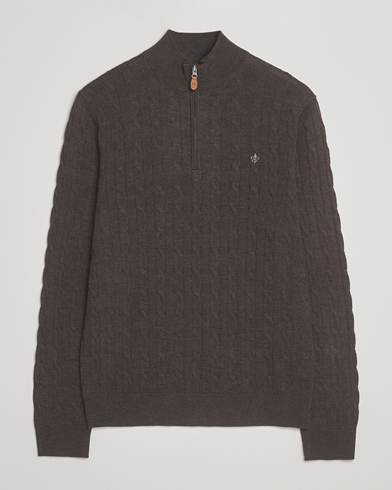 Morris Merino Cable Half Zip Dark Brown – Braun