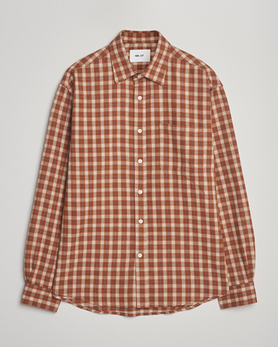 NN07 Deon Flannel Checked Shirt Light Brown – Braun