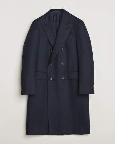 Caruso Aida Double Breasted Wool Coat Navy – Blau