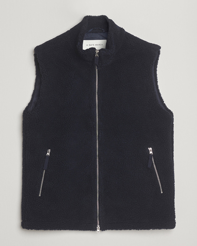A Day's March Ajo Pile Vest Navy – Blau