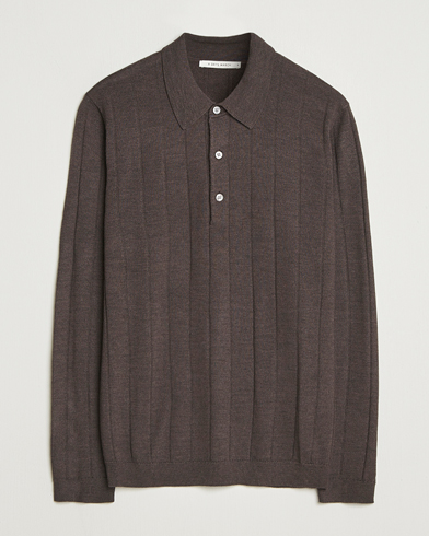 A Day's March Ambroz Structured Merino Polo Brown Melange – Braun