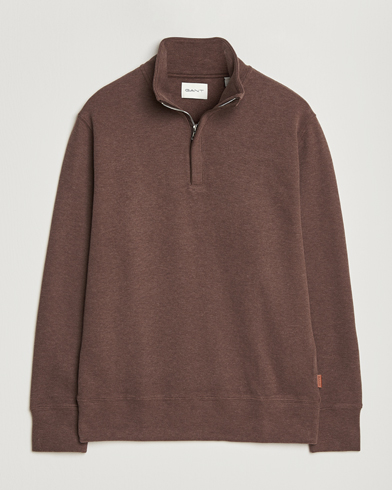 GANT Light Sacker Rib Half Zip Dark Brown Melange – Braun