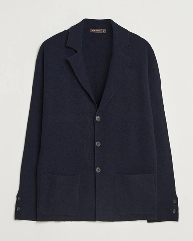 Oscar Jacobson Antonio Knitted Wool Blazer Navy – Blau
