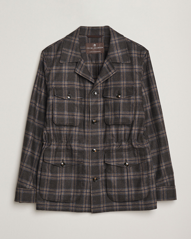 Oscar Jacobson Sirolo Checked Shirt Jacket Brown/Blue – Braun