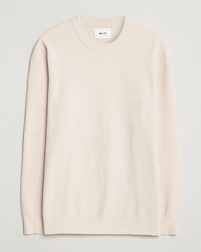 NN07 Danny Rib Knitted Crew Neck Ivory – Weiß