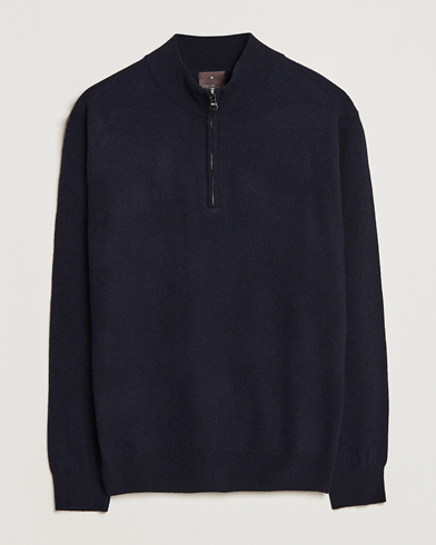 Oscar Jacobson Patton Wool Half-Zip Navy – Blau