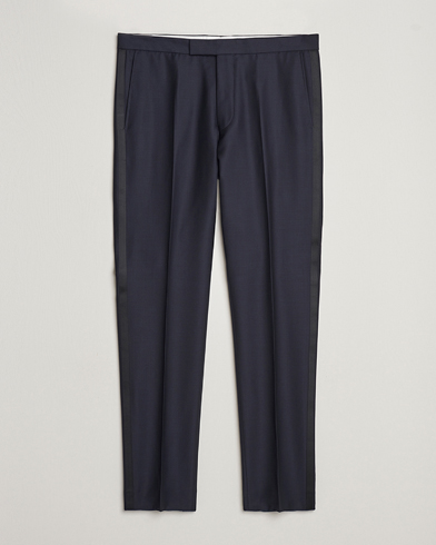 Oscar Jacobson Denz Wool Tuxedo Trousers Navy – Blau