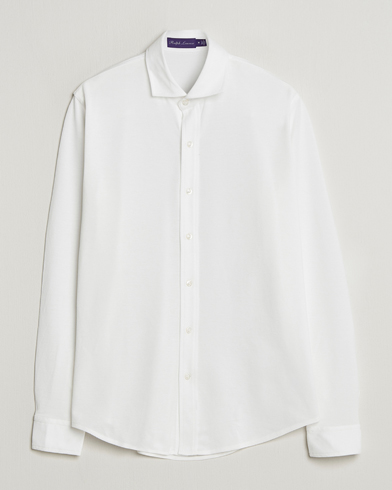 Ralph Lauren Purple Label Washed Cotton Pique Shirt White – Weiß