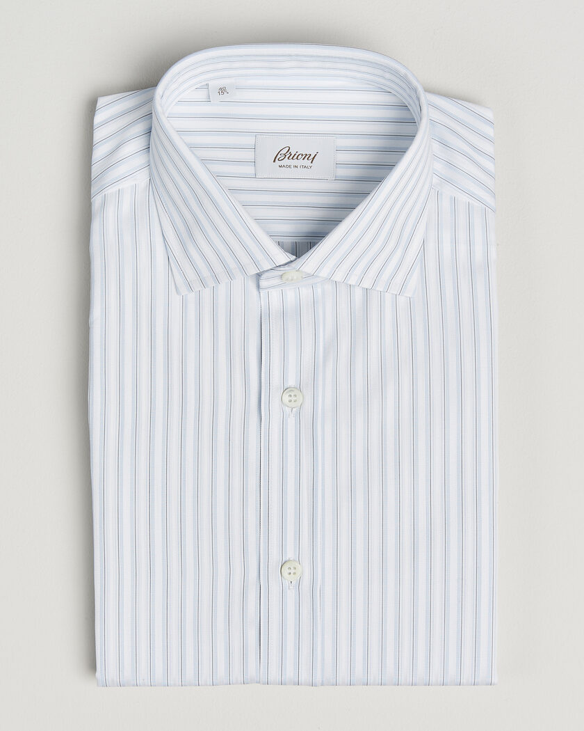 Brioni Slim Fit Dress Shirt Light Blue Stripe – Blau