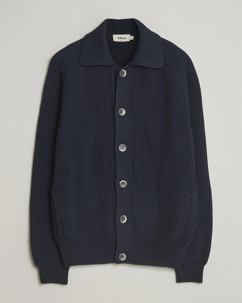 Altea Cotton Rib Cardigan Jacket Navy – Blau