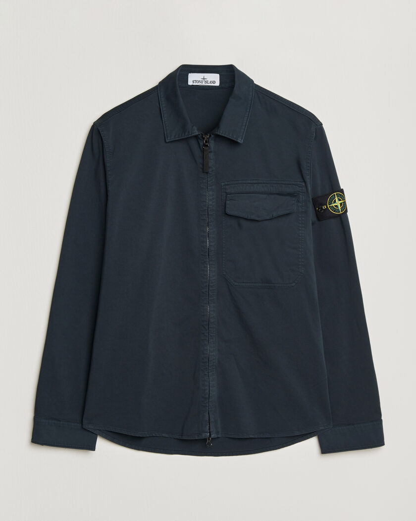 Stone Island Cotton Stretch Zip Overshirt Navy – Blau