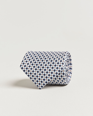 E. Marinella 3-Fold Printed Silk Tie Blue/White – Weiß