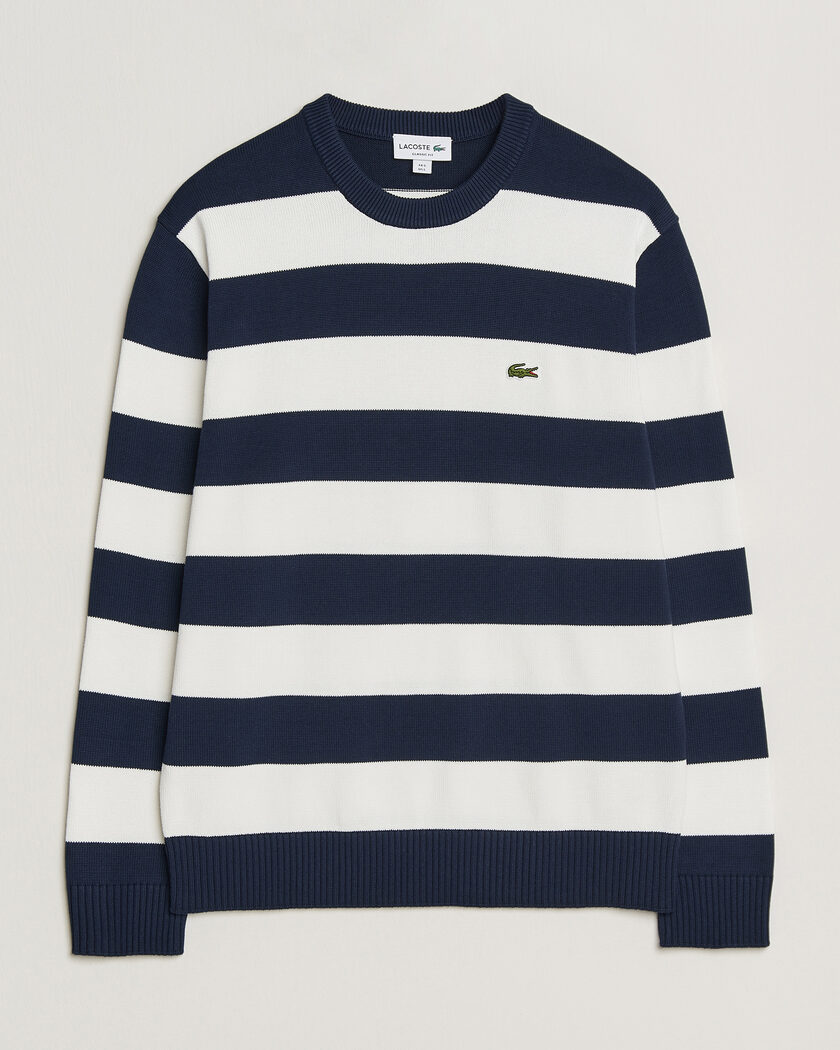 Lacoste Cotton Knitted Striped Sweater Navy Blue/Flour – Blau