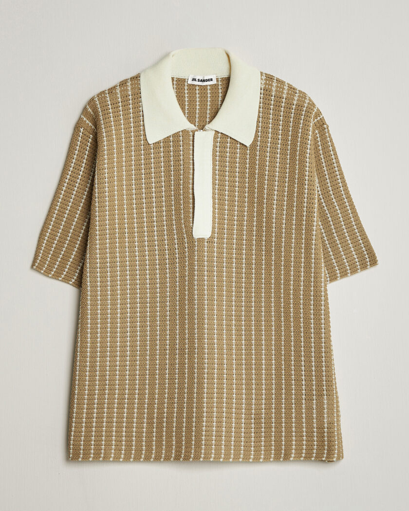 Jil Sander Net Stitch Knitted Polo Tobacco – Braun
