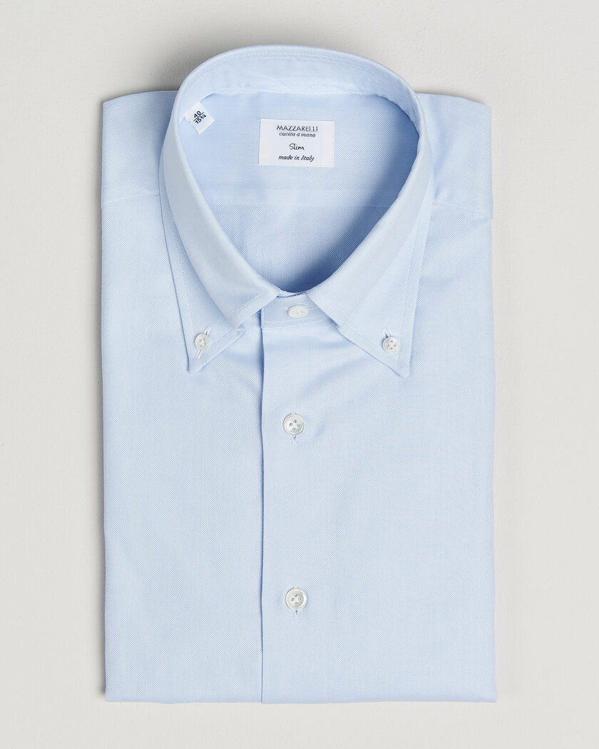 Mazzarelli Soft Oxford Button Down Shirt Light Blue – Blau