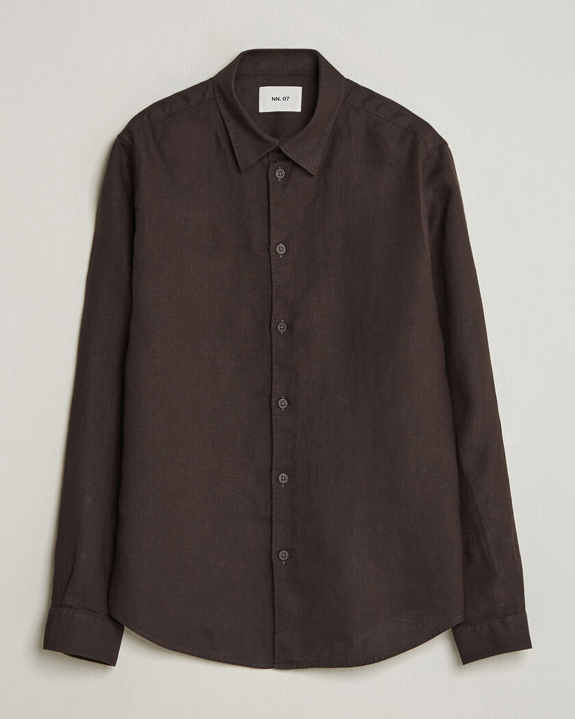 NN07 Enzo Linen Shirt Deep Truffle – Braun