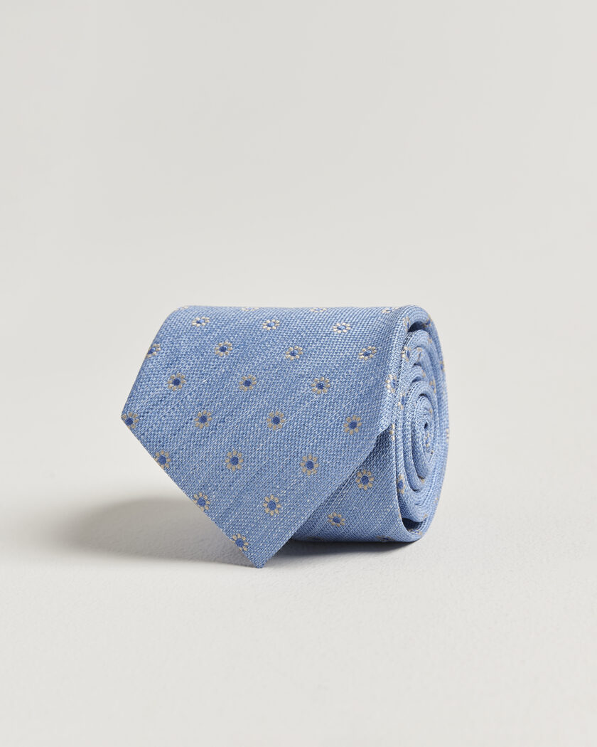 Eton Floral Linen Silk Tie Light Blue – Blau