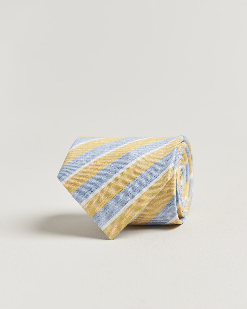 Eton Striped Linen Silk Tie Yellow/Blue – Mehrfarbig