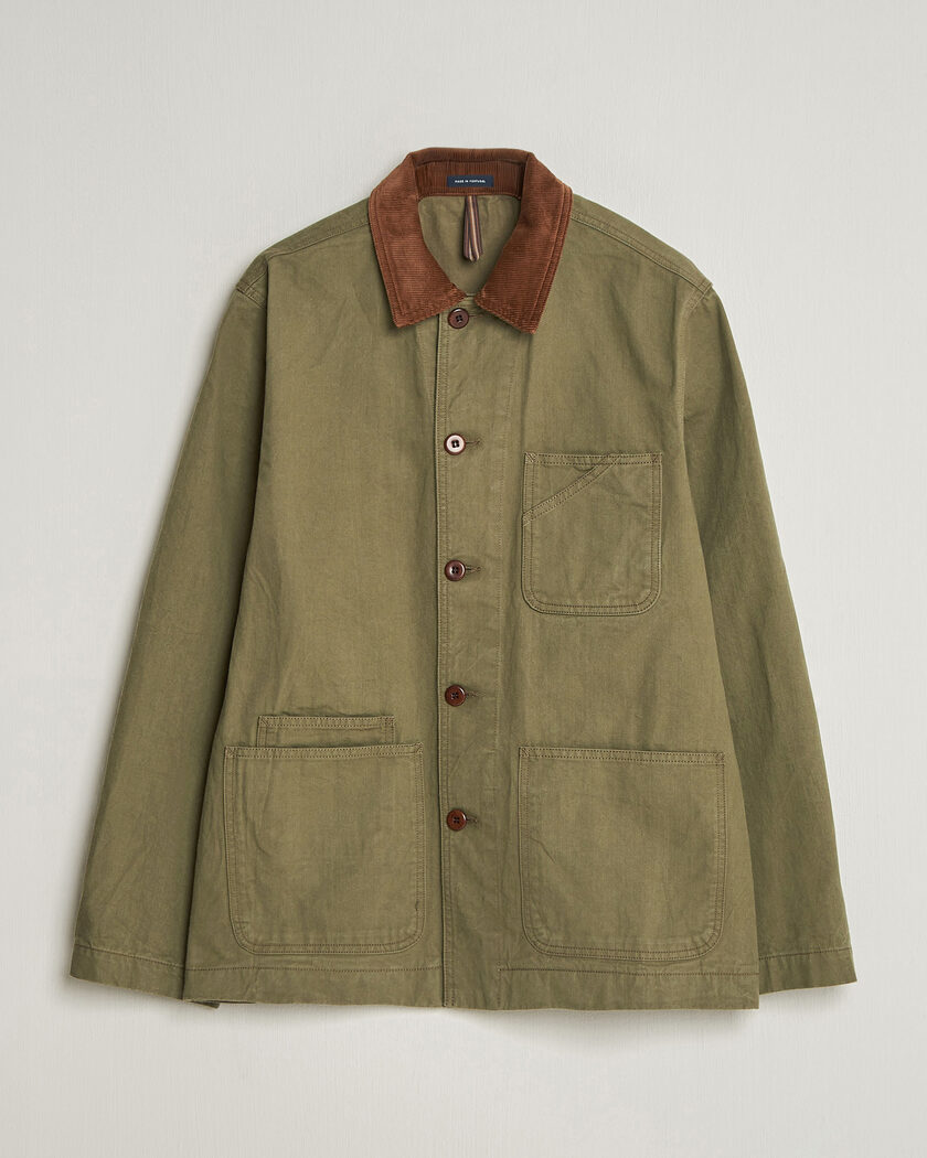 Drake's Twill Fatigue Jacket Khaki – Grün