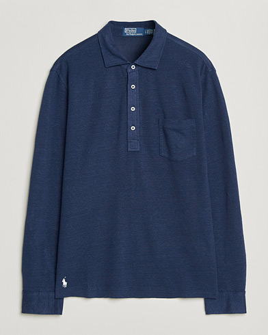 Polo Ralph Lauren Long Sleeve Linen Polo Newport Navy – Blau