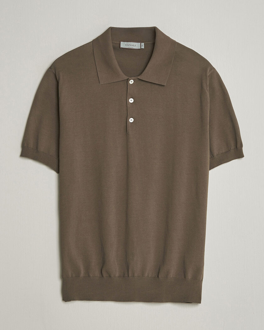Canali Cotton Short Sleeve Polo Brown – Braun