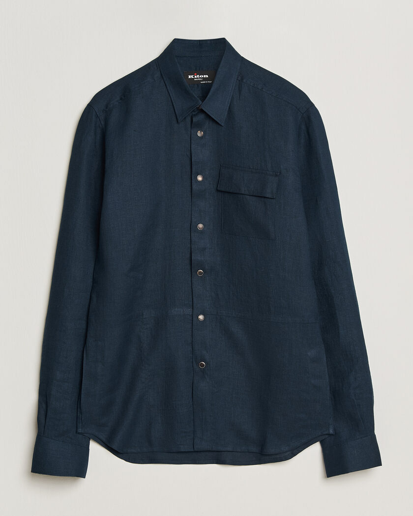 Kiton Linen Overshirt Navy – Blau