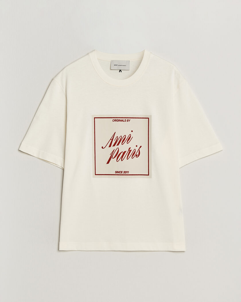 AMI Boxy Fit Printed T-Shirt Creme – Weiß