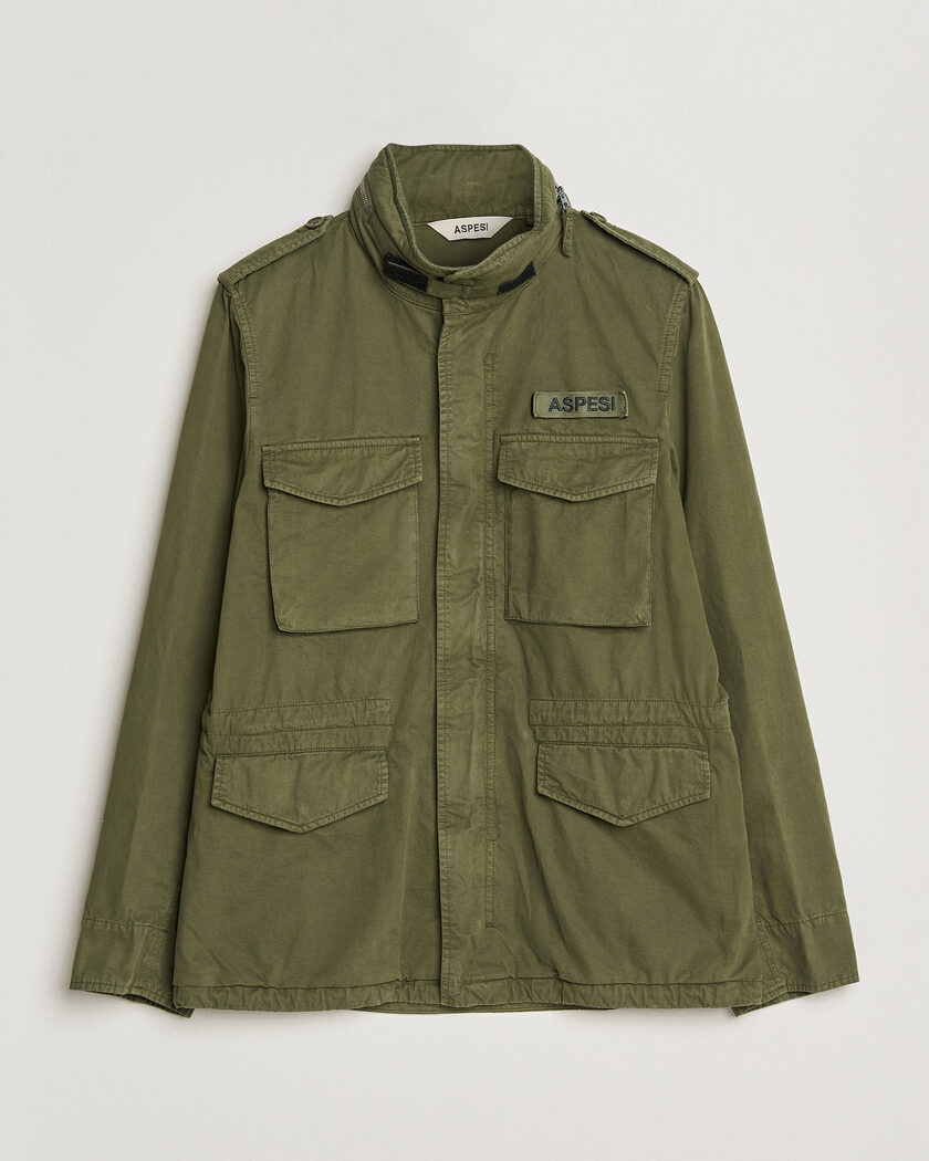 Aspesi Washed Cotton Field Jacket Military – Grün