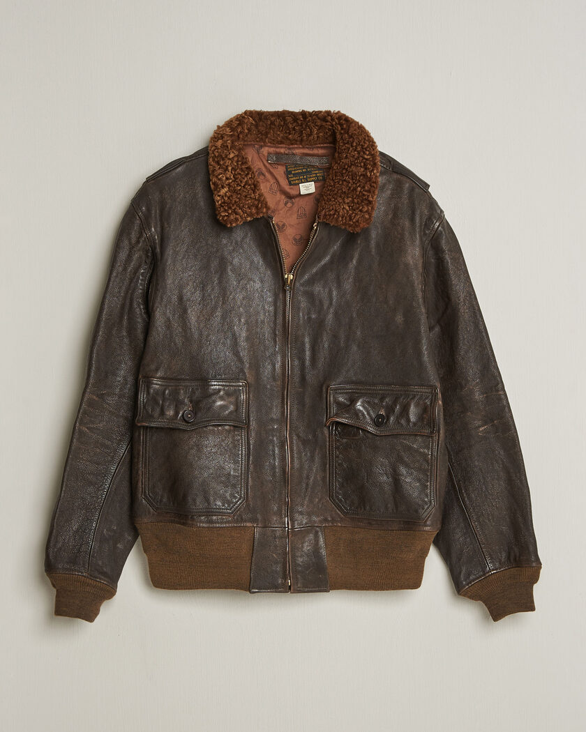 RRL Pratt Leather Jacket Vintage Brown – Braun