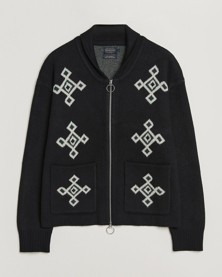Pendleton Jacquard Motif Zip Cardigan Midnight – Schwarz