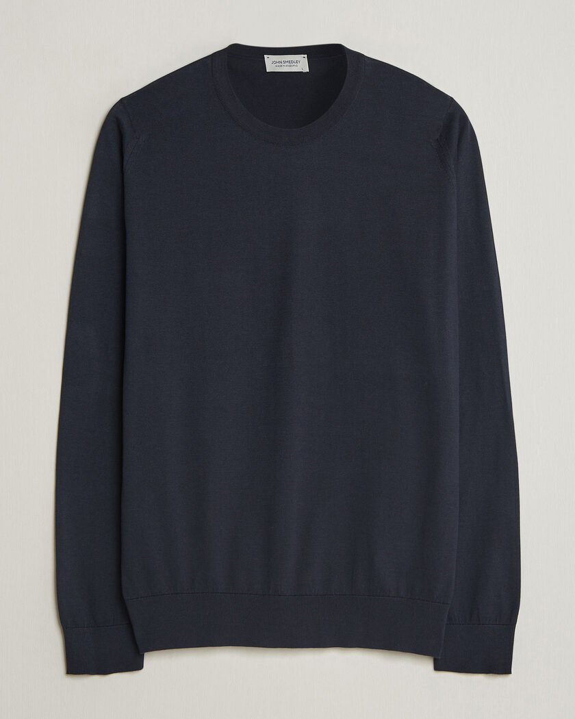 John Smedley Rowland Sea Island Crew Neck Pullover Navy – Blau