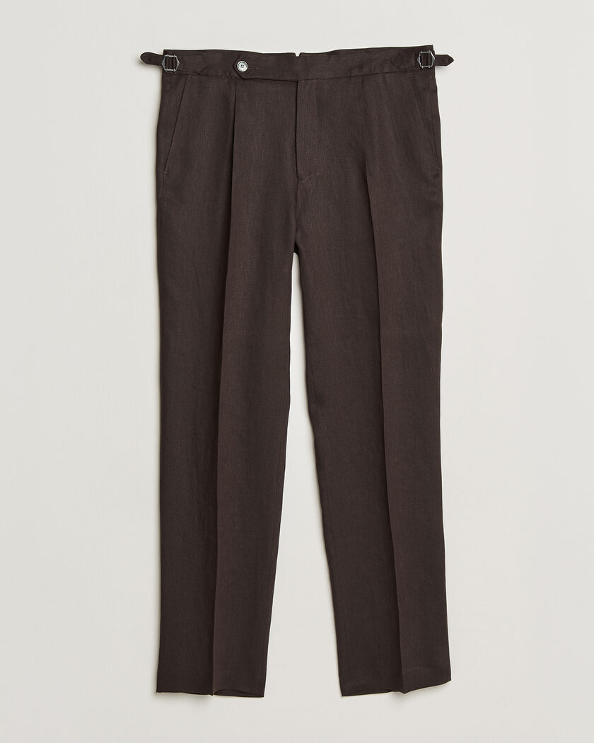 BOSS BLACK Perino Linen Suit Trousers Dark Brown – Braun
