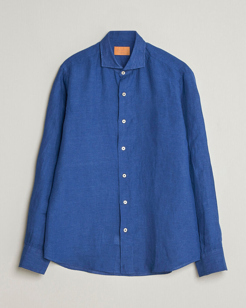 Grigio Washed Linen Shirt Navy – Blau