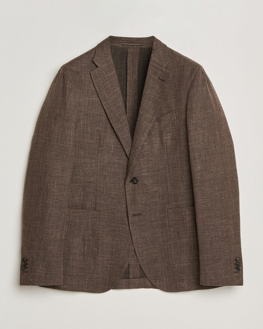 Incotex Structured Cotton Blazer Dark Brown – Braun