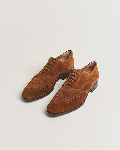 Pre-owned Magnanni Oxford Brogue Brown Suede 42,5 – Braun