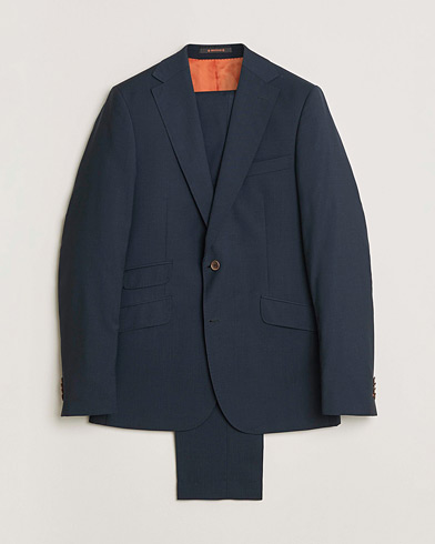 Pre-owned Morris Wool Suit Navy Check 150 – Blau