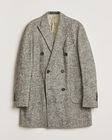 Pre-owned Morris Double Breasted Herringbone Wool Coat Grey 52 – Grau