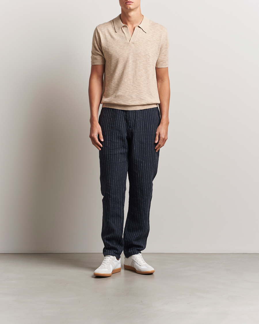 Herren | Poloshirts | GANT | Linen/Cotton Open Collar Polo Dry Sand
