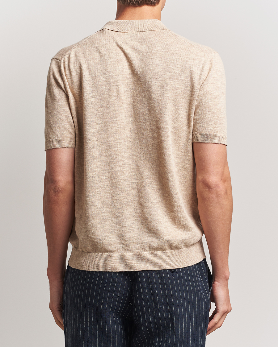 Herren | Poloshirts | GANT | Linen/Cotton Open Collar Polo Dry Sand
