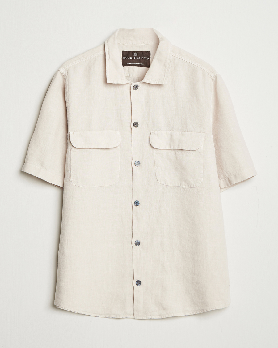 Herren | Hemden | Oscar Jacobson | Reg Fit City Linen Shirt Cream