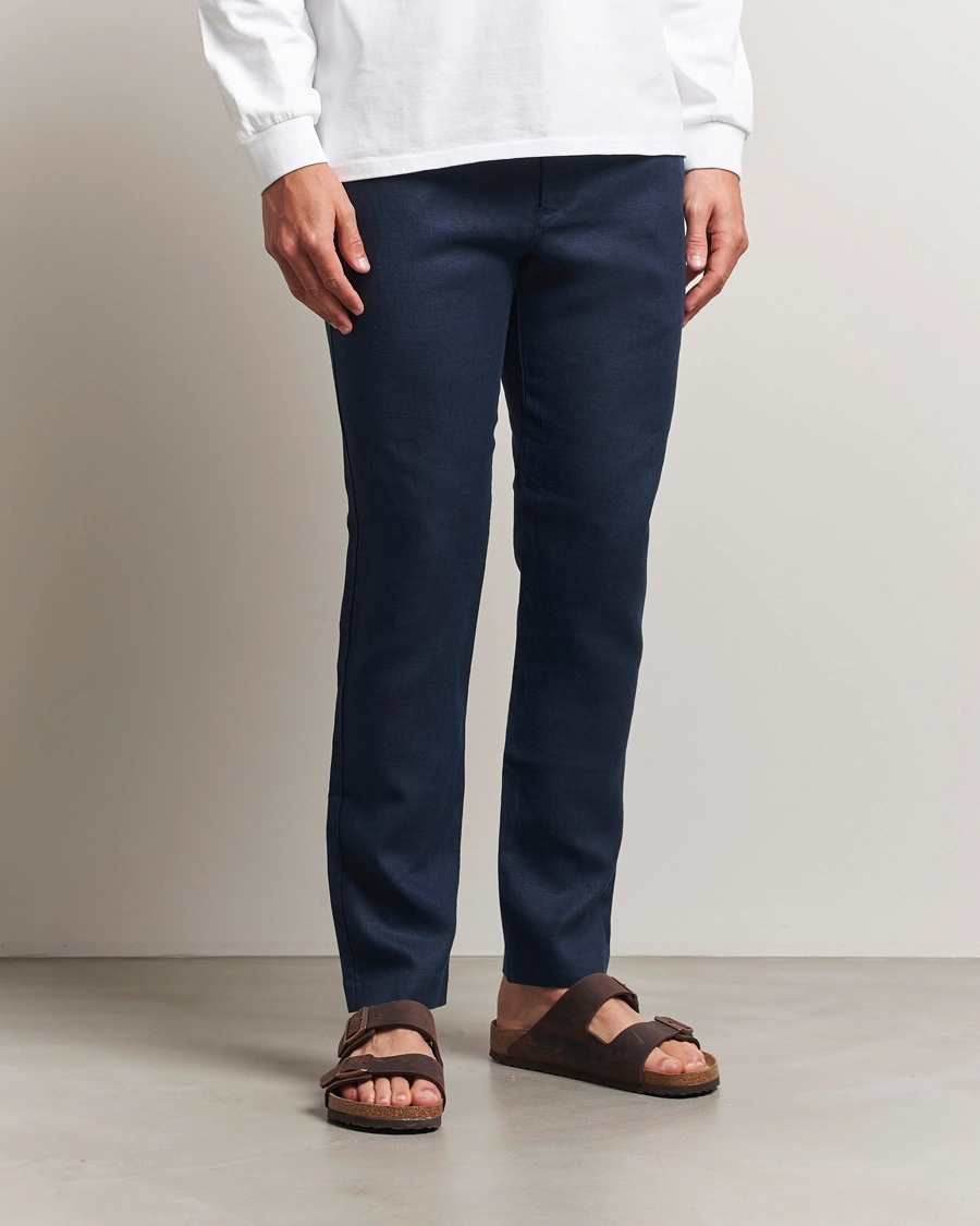 Herren | Hosen | NN07 | Theo Linen Trousers Navy Blue