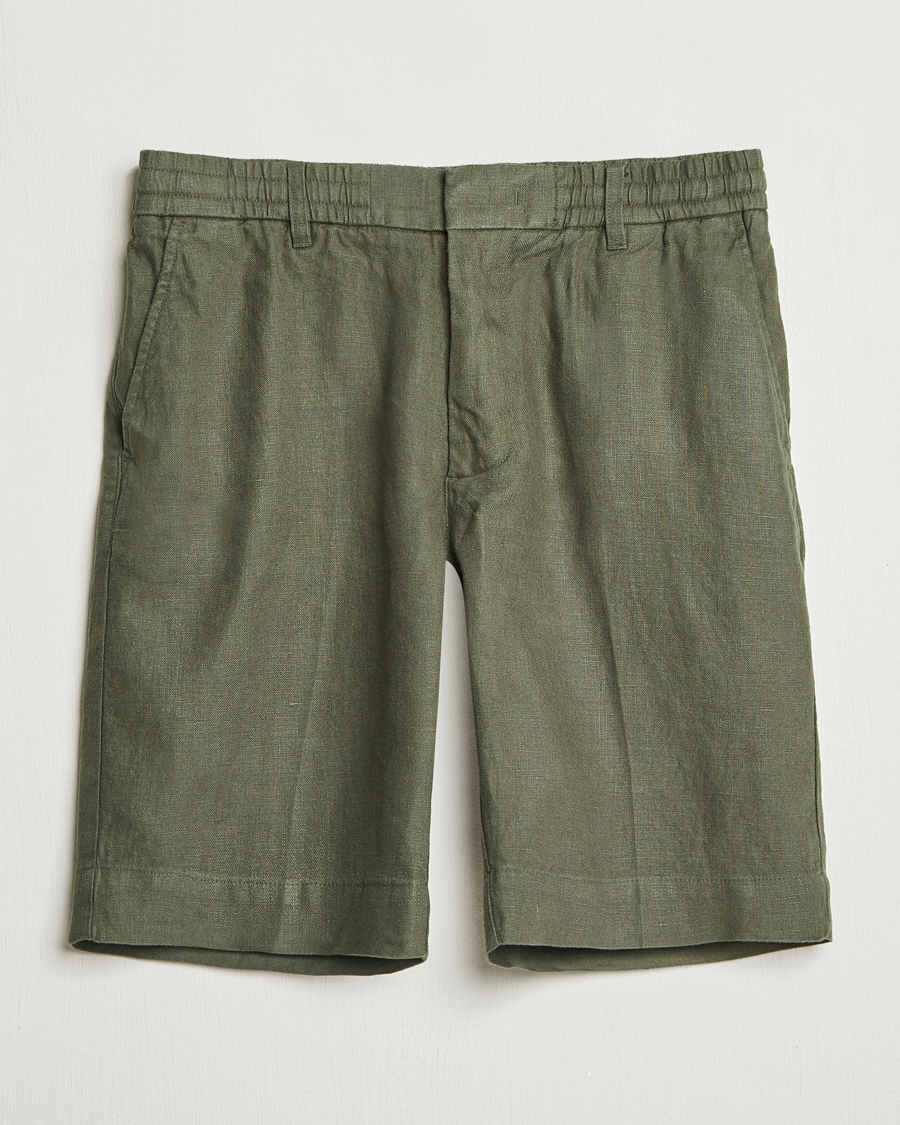 Herren | Shorts | NN07 | Billie Pleated Linen Drawstring Shorts Croc Green
