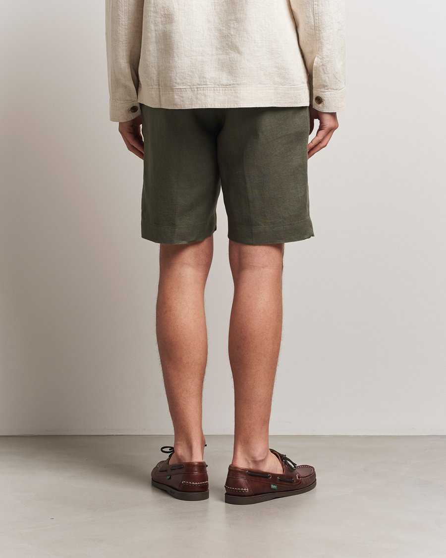 Herren | Shorts | NN07 | Billie Pleated Linen Drawstring Shorts Croc Green