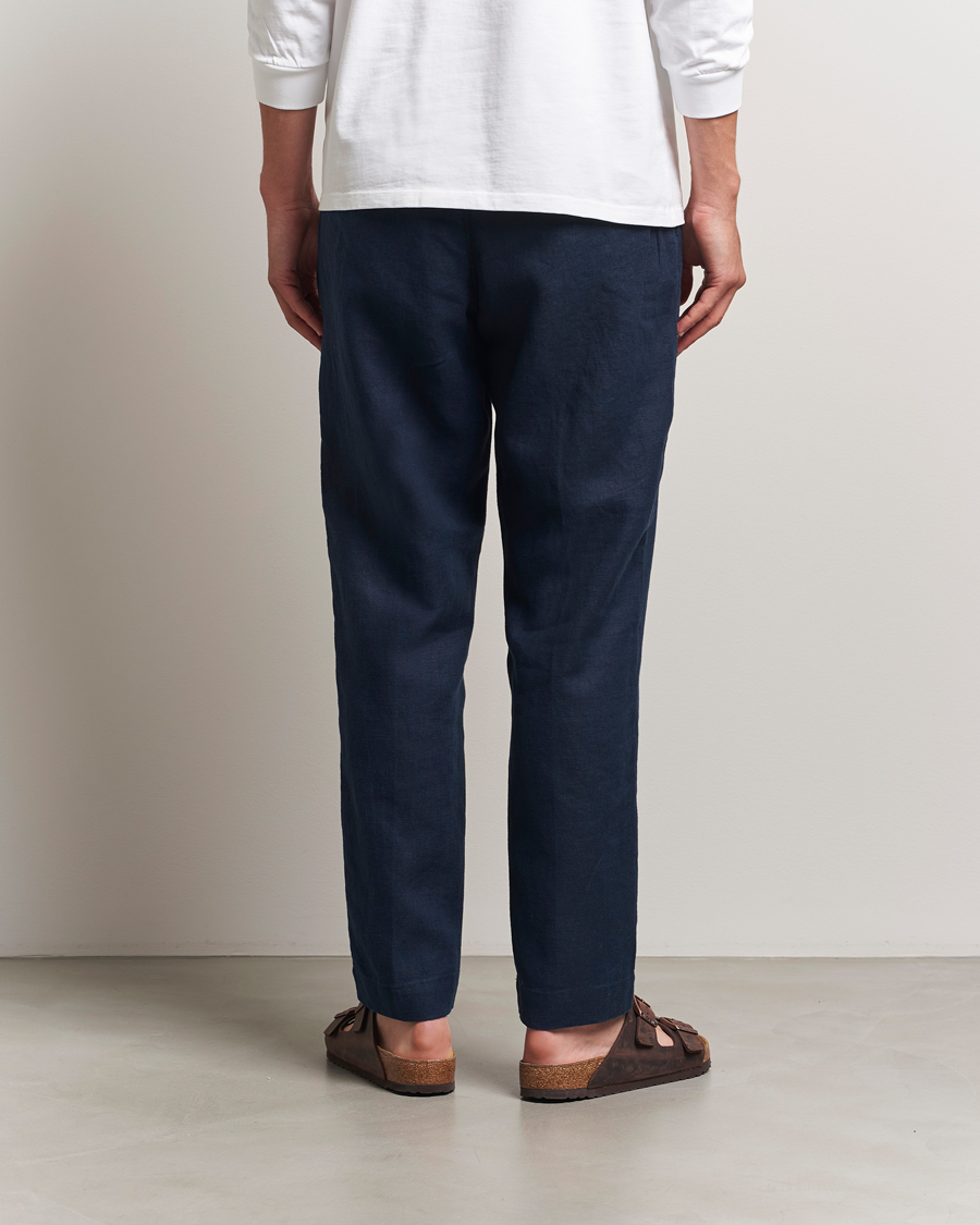 Herren | Hosen | NN07 | Billie Linen Drawstring Trousers Navy Blue