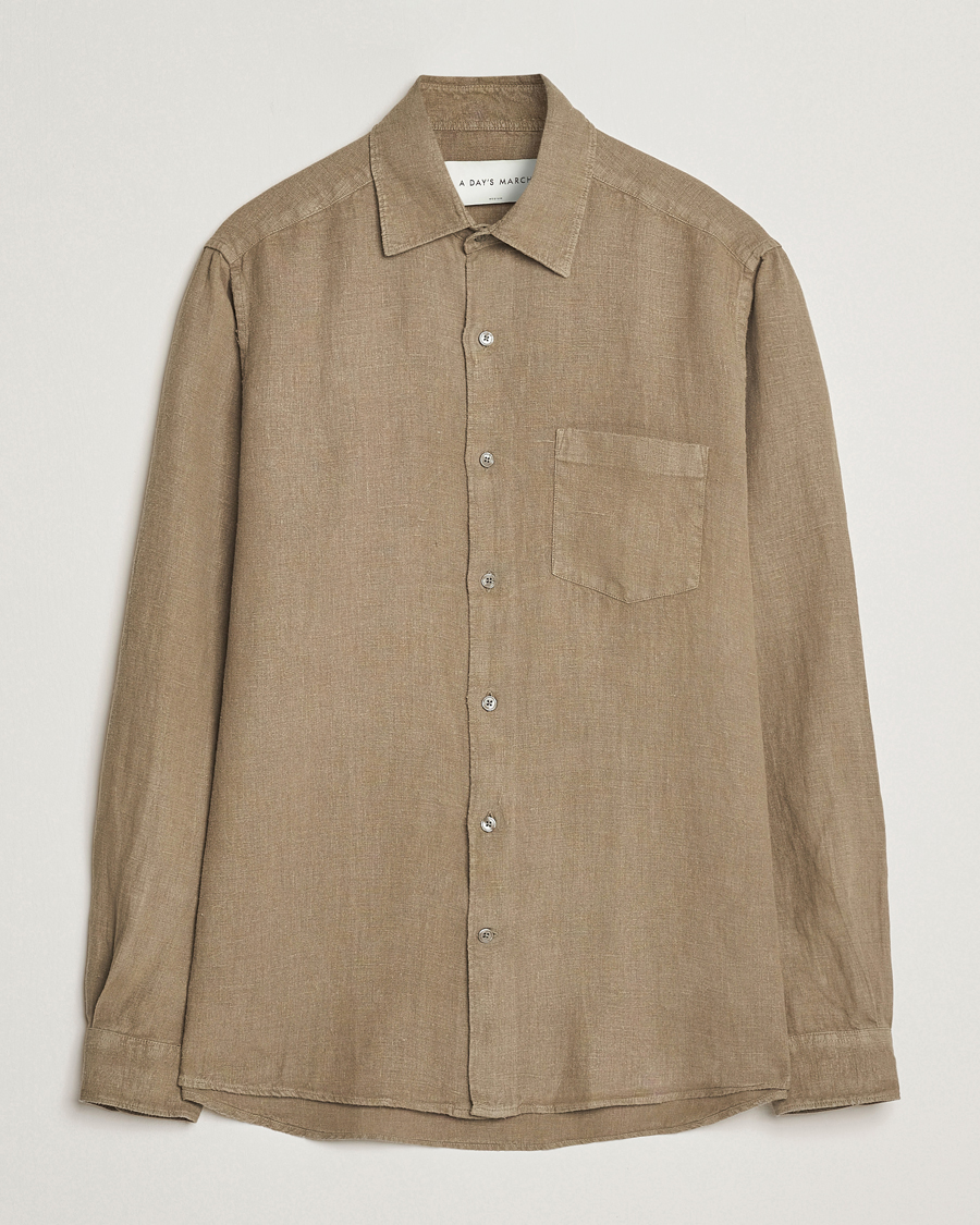 Herren | Hemden | A Day's March | Abu Linen Shirt Clay